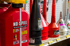 Gas cans and parts for all brands of lawn mowers and outdoor power equipment