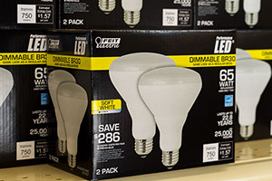 Energy efficient LED bulbs, halogen, CF and florescent bulbs