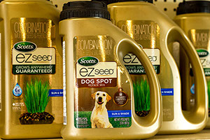 Scotts EZ seed, dog spot grass seed patch, sun and shade grass seed